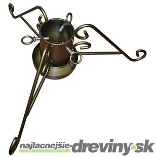 Stojan kovový so zlatou patinou, masívny priemer 90 mm na vianočný stromček s miskou