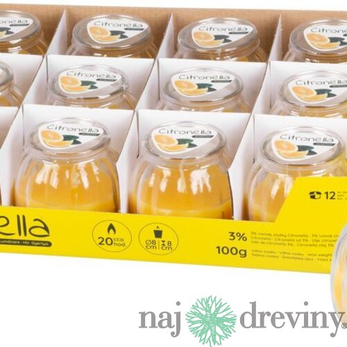 Sviečka Citronella CG582, repelentná, v skle, 100 g, 80x75 mm