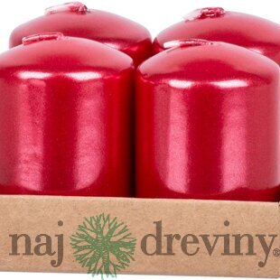 Sviečka MagicHome Vianoce, 4x6 cm, valcová, bal. 4 ks, červená, adventná