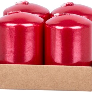 Sviečka MagicHome Vianoce, 4x6 cm, valcová, bal. 4 ks, červená, adventná