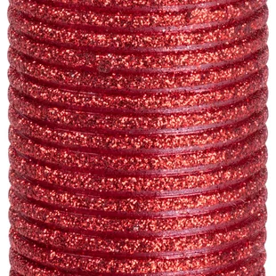 Sviečka MagicHome Vianoce, 5x9,5 cm, valcová, červená, s glitrami