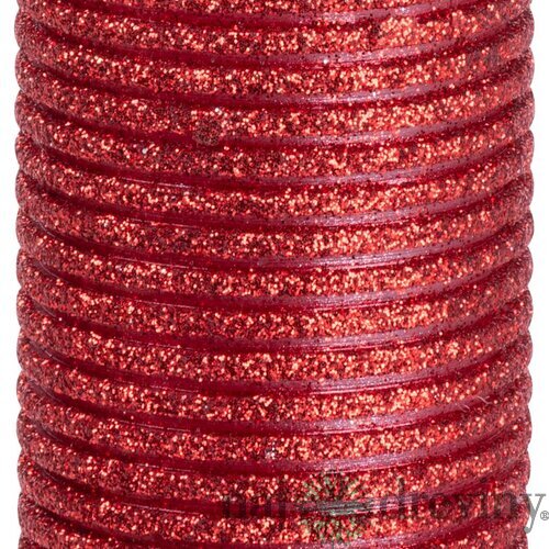 Sviečka MagicHome Vianoce, 5x9,5 cm, valcová, červená, s glitrami