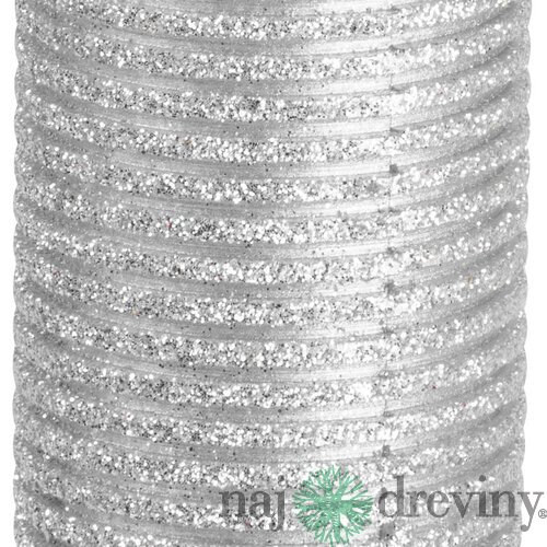 Sviečka MagicHome Vianoce, 5x9,5 cm, valcová, strieborná, s glitrami