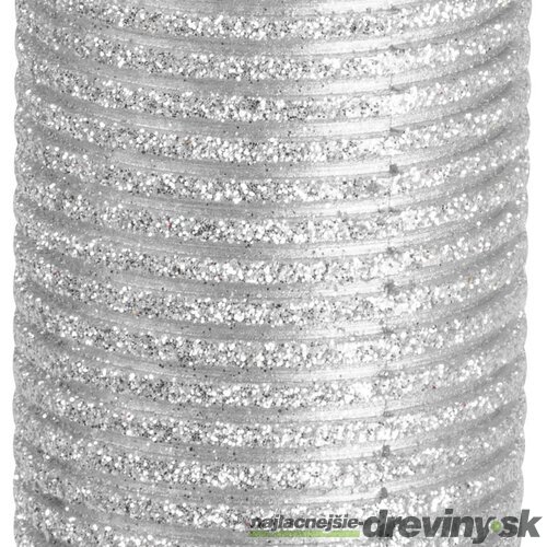 Sviečka MagicHome Vianoce, 5x9,5 cm, valcová, strieborná, s glitrami