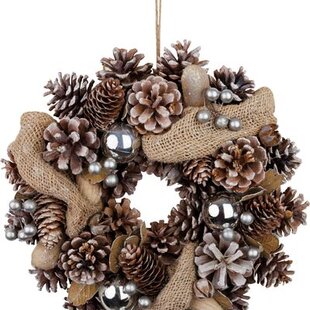 Veniec MagicHome Vianoce, prírodný, krémový, závesný, so stuhou, 30x8 cm