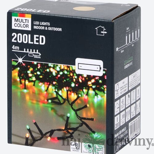 Viacfarebné vianočné osvetlenie (200 LED, 4m)