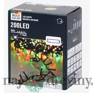 Viacfarebné vianočné osvetlenie (200 LED, 4m)