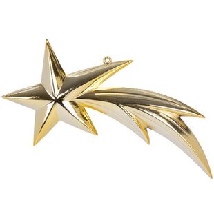 Vianočná ozdoba, 1 ks, 23 cm, kométa, zlatá, na vianočný stromček