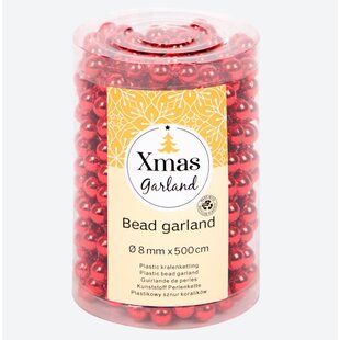 Vianočná reťaz z kovových korálok - červený