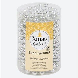 Vianočná reťaz z kovových korálok - strieborný