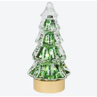 Vianočný stromček s LED, sklo, 13cm - zelený