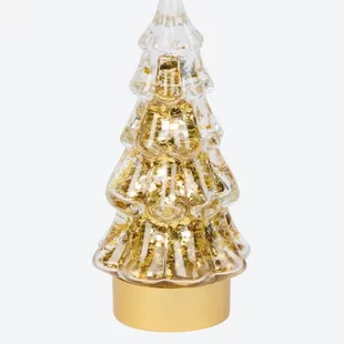 Vianočný stromček s LED, sklo, 13cm - žltý