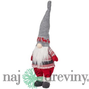 Vianočný trpaslík s čiapkou, Deluxe, 70cm