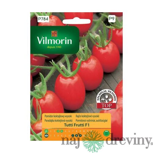 Vilmorin PREMIUM Rajčiak drobnoplodý vysoký, TUTTI FRUTTI, F1 sladký, koktejlový 7 z g