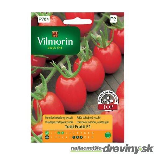 Vilmorin PREMIUM Rajčiak drobnoplodý vysoký, TUTTI FRUTTI, F1 sladký, koktejlový 7 z g