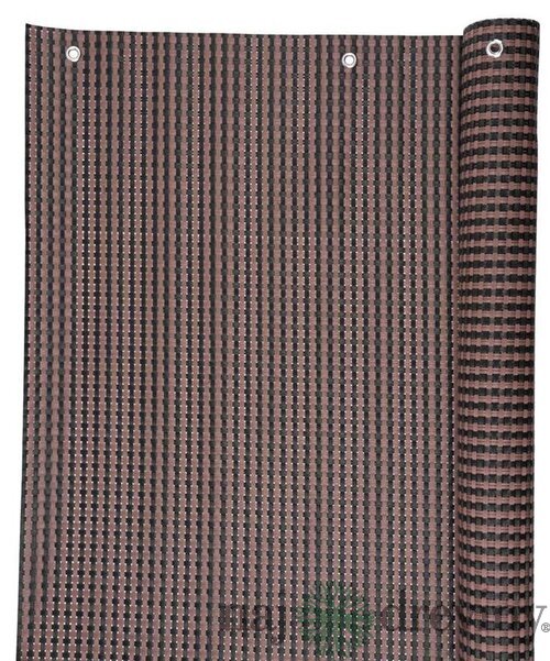 Zástena Polyratan 77 0,9x3 m, UV, 800 g/m2, hnedá-čierna, tieniaca na balkón, s okami