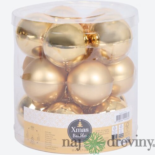 Zlaté sklenené vianočné gule (15ks)