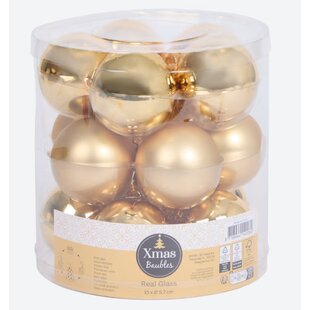 Zlaté sklenené vianočné gule (15ks)