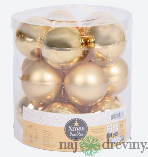 Zlaté sklenené vianočné gule (15ks)